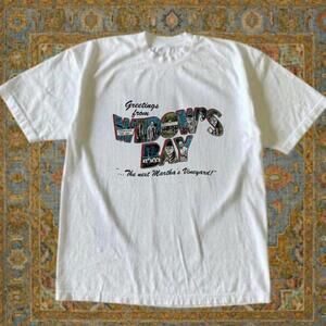 Gildan Men White T-Shirt, White WidowS Bay Graphic Tee